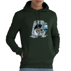 Sweat homme à capuche coton bio vert foncé Goéland Death-o-matic (Goéland,Animaux)