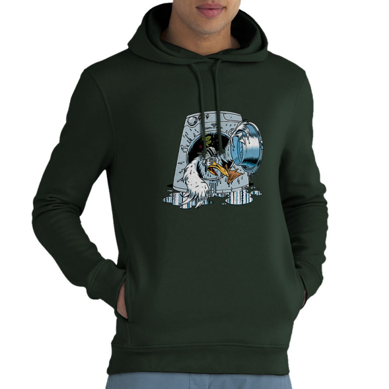 Sweat homme à capuche coton bio vert foncé Goéland Death-o-matic (Goéland,Animaux)