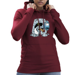 Sweat femme à capuche bordeaux Goéland Death-o-matic (Goéland,Animaux)