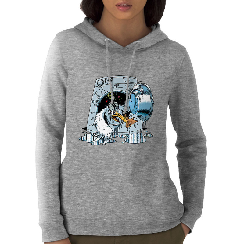 Sweat femme à capuche coton bio gris chiné Goéland Death-o-matic (Goéland,Animaux)
