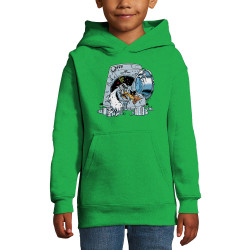 Sweat enfant à capuche vert prairie Goéland Death-o-matic (Goéland,Animaux)