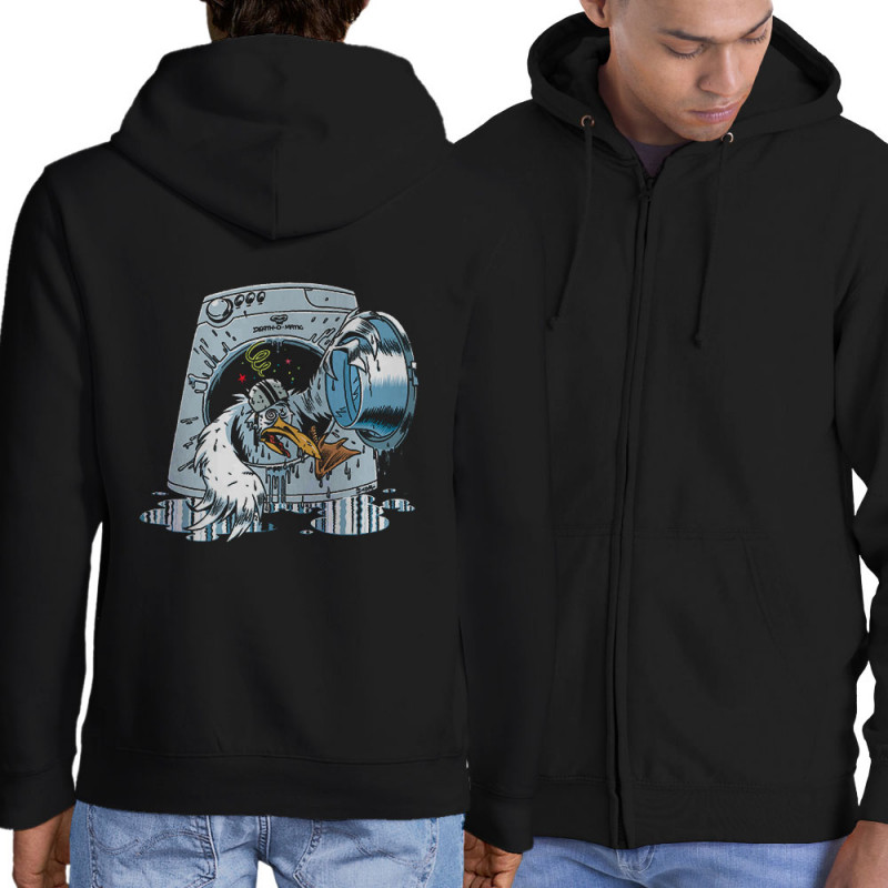 Sweat homme à capuche zippé noir Goéland Death-o-matic (Goéland,Animaux)