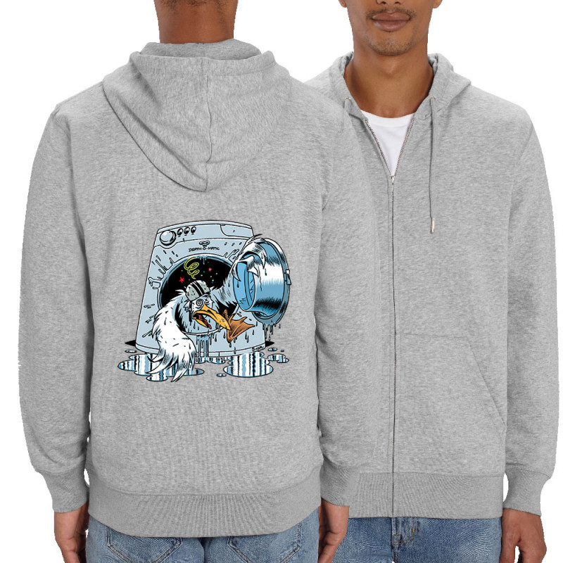 Sweat homme zippé à capuche coton bio gris chiné Goéland Death-o-matic (Goéland,Animaux)