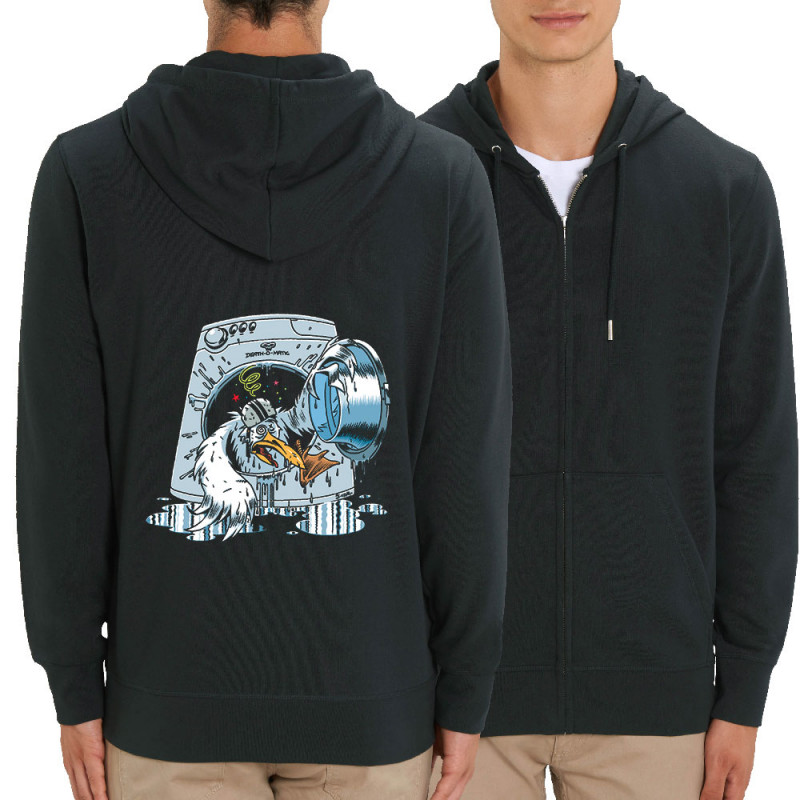 Sweat homme zippé à capuche coton bio noir Goéland Death-o-matic (Goéland,Animaux)