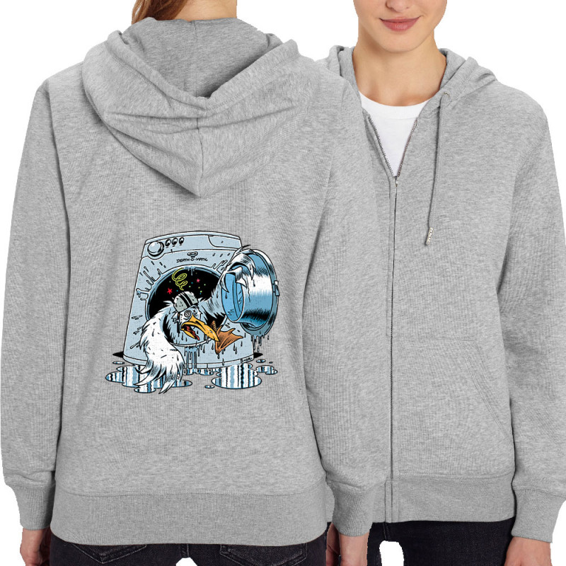 Sweat femme zippé à capuche coton bio gris chiné Goéland Death-o-matic (Goéland,Animaux)