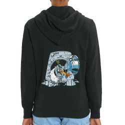 Sweat femme zippé à capuche coton bio noir Goéland Death-o-matic (Goéland,Animaux)