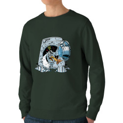 Sweat homme bio col rond vert foncé Goéland Death-o-matic (Goéland,Animaux)