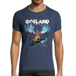 T-shirt homme fit bleu denim chiné Goéland H5N1 (Goéland,Animaux)