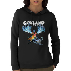 Sweat femme à capuche coton bio noir Goéland H5N1 (Goéland,Animaux)
