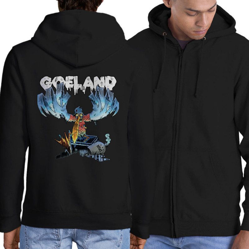 Sweat homme à capuche zippé noir Goéland H5N1 (Goéland,Animaux)