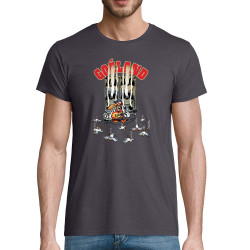 T-shirt homme coton bio gris souris Goéland Guitare héros (Goéland,Animaux)