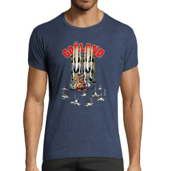 T-shirt homme fit bleu denim chiné Goéland Guitare héros (Goéland,Animaux)