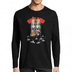T-shirt homme manches longues noir Goéland Guitare héros (Goéland,Animaux)