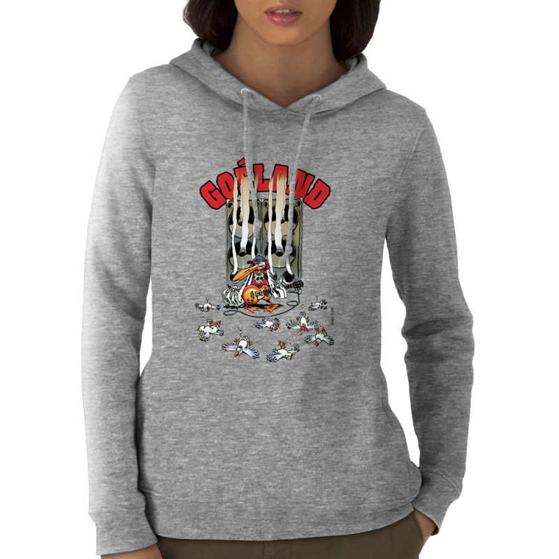 Sweat femme à capuche coton bio gris chiné Goéland Guitare héros (Goéland,Animaux)