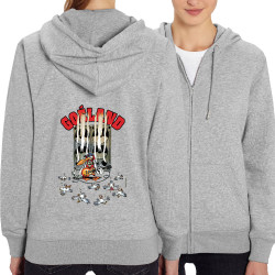 Sweat femme zippé à capuche coton bio gris chiné Goéland Guitare héros (Goéland,Animaux)