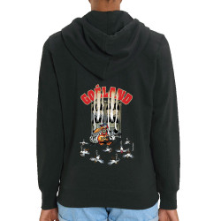 Sweat femme zippé à capuche coton bio noir Goéland Guitare héros (Goéland,Animaux)