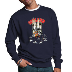 Sweat homme col rond bleu marine Goéland Guitare héros (Goéland,Animaux)