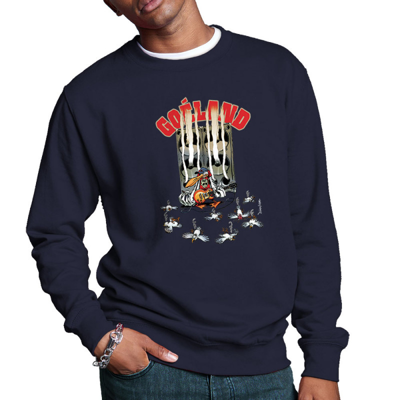 Sweat homme col rond bleu marine Goéland Guitare héros (Goéland,Animaux)