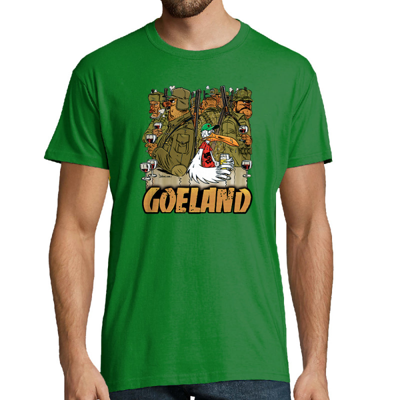Tee-shirt homme vert prairie Goéland Chasseurs (Goéland,Animaux)