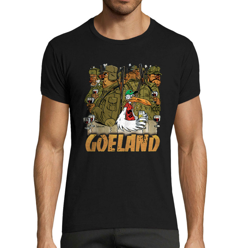 T-shirt homme fit noir Goéland Chasseurs (Goéland,Animaux)