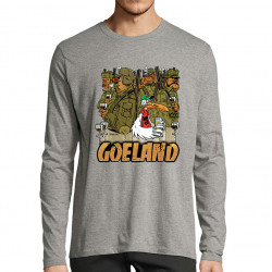 T-shirt homme manches longues gris chiné Goéland Chasseurs (Goéland,Animaux)