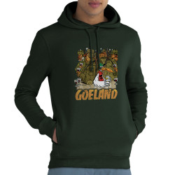 Sweat homme à capuche coton bio vert foncé Goéland Chasseurs (Goéland,Animaux)