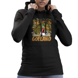 Sweat femme à capuche noir Goéland Chasseurs (Goéland,Animaux)