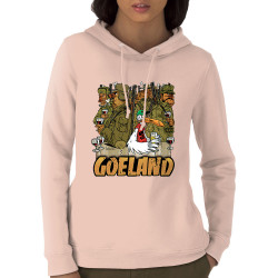 Sweat femme à capuche coton bio rose clair Goéland Chasseurs (Goéland,Animaux)