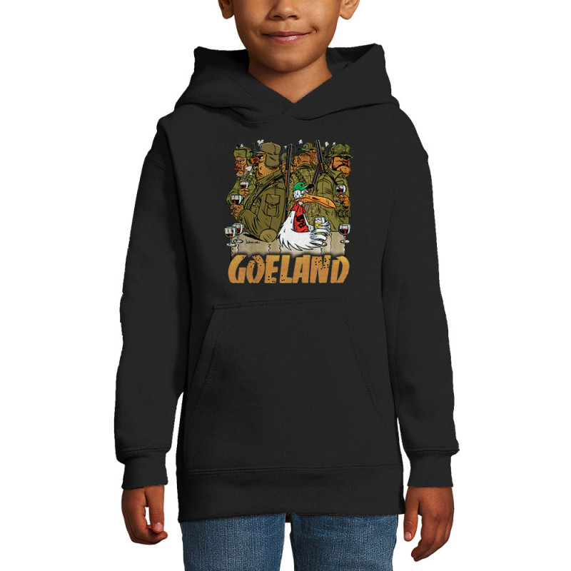 Sweat enfant à capuche noir Goéland Chasseurs (Goéland,Animaux)