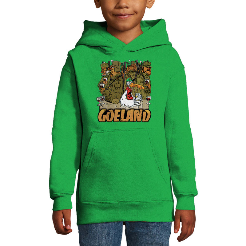 Sweat enfant à capuche vert prairie Goéland Chasseurs (Goéland,Animaux)