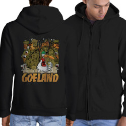 Sweat homme à capuche zippé noir Goéland Chasseurs (Goéland,Animaux)
