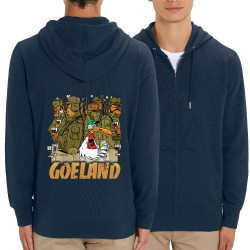 Sweat homme zippé à capuche coton bio bleu marine Goéland Chasseurs (Goéland,Animaux)