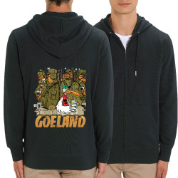 Sweat homme zippé à capuche coton bio noir Goéland Chasseurs (Goéland,Animaux)