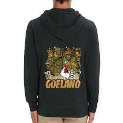 Sweat homme zippé à capuche coton bio noir Goéland Chasseurs (Goéland,Animaux)