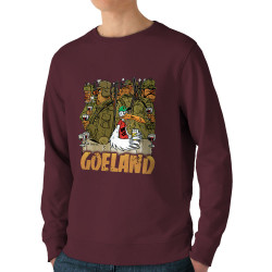 Sweat homme bio col rond bordeaux Goéland Chasseurs (Goéland,Animaux)