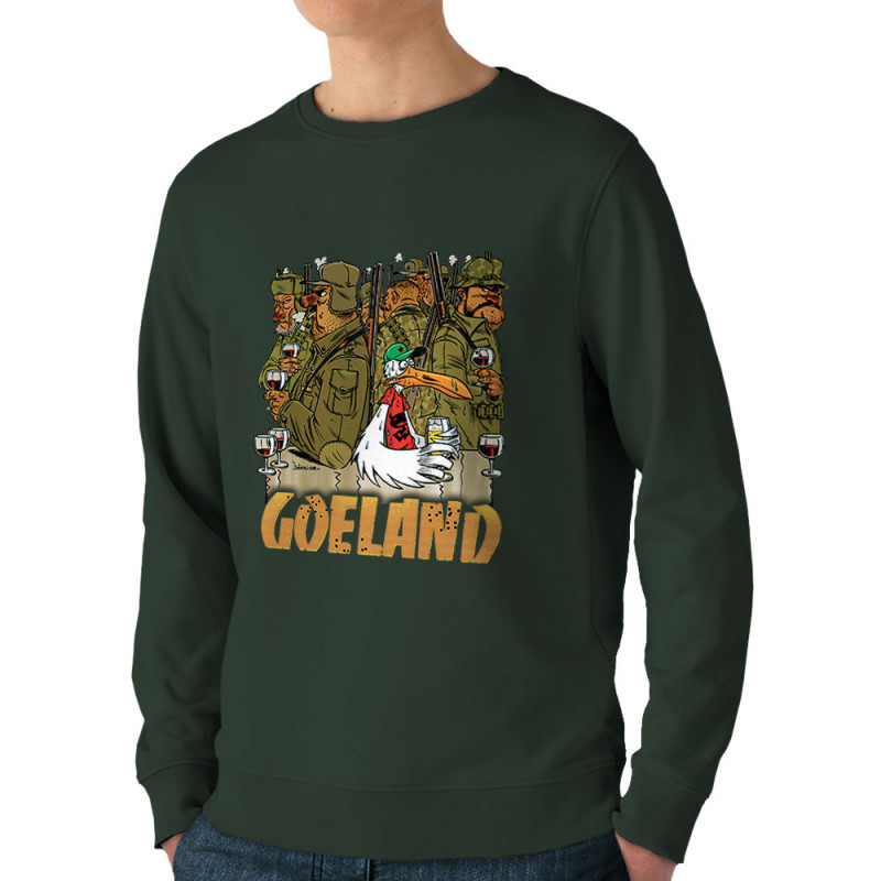 Sweat homme bio col rond vert foncé Goéland Chasseurs (Goéland,Animaux)