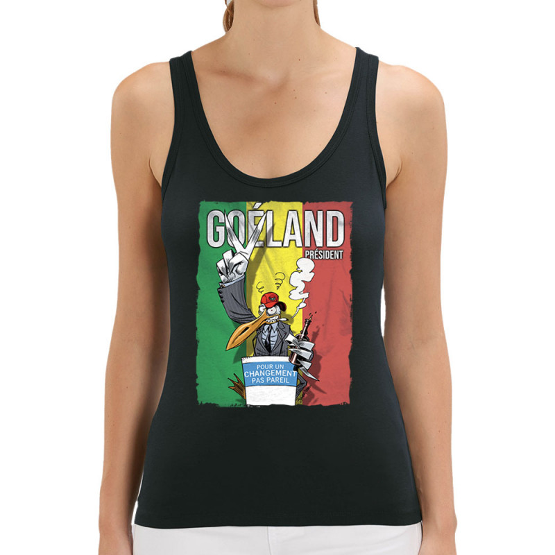 Débardeur femme coton bio noir Goéland Président (Animaux,Goéland,Elections)