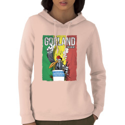 Sweat femme à capuche coton bio rose clair Goéland Président (Animaux,Goéland,Elections)