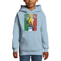Sweat enfant à capuche bleu ciel Goéland Président (Animaux,Goéland,Elections)