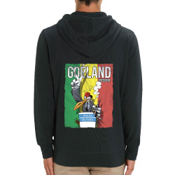 Sweat homme zippé à capuche coton bio noir Goéland Président (Animaux,Goéland,Elections)