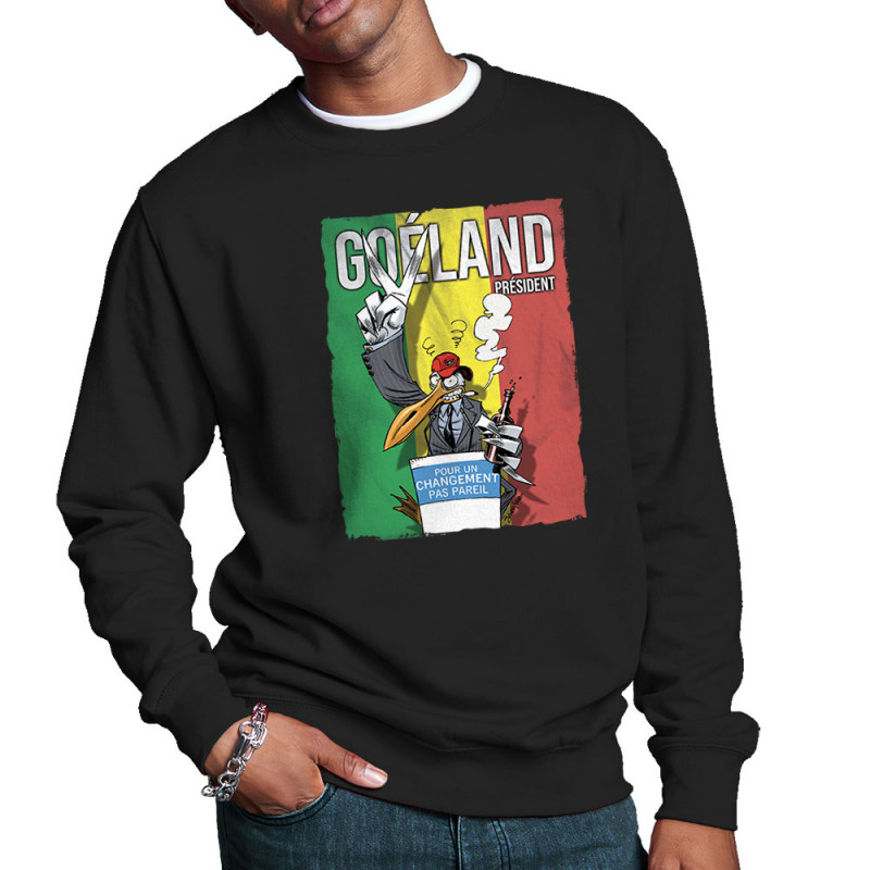 Sweat homme col rond noir Goéland Président (Animaux,Goéland,Elections)
