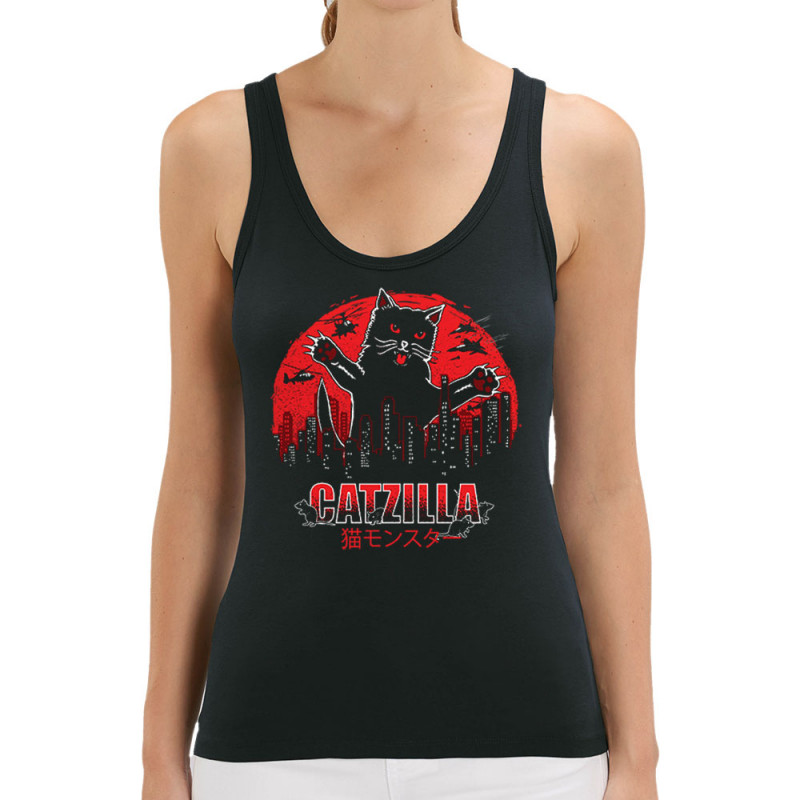 Débardeur femme coton bio noir Catzilla (Gondrax,Animaux,Chats)