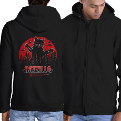 Sweat homme à capuche zippé noir Catzilla (Gondrax,Animaux,Chats)