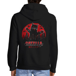 Sweat homme à capuche zippé noir Catzilla (Gondrax,Animaux,Chats)
