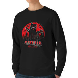 Sweat homme bio col rond noir Catzilla (Gondrax,Animaux,Chats)