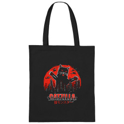 Sac shopping en toile noir Catzilla (Gondrax,Animaux,Chats)