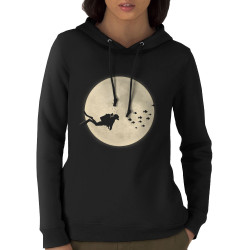 Sweat femme à capuche coton bio noir Plongeur Lune (Le Duc,Humour,Divers)