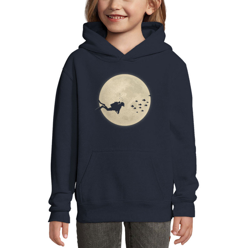 Sweat enfant à capuche bleu marine Plongeur Lune (Le Duc,Humour,Divers)