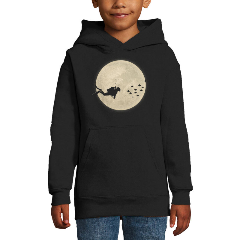 Sweat enfant à capuche noir Plongeur Lune (Le Duc,Humour,Divers)