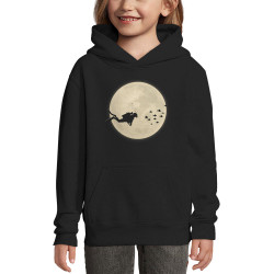 Sweat enfant à capuche noir Plongeur Lune (Le Duc,Humour,Divers)